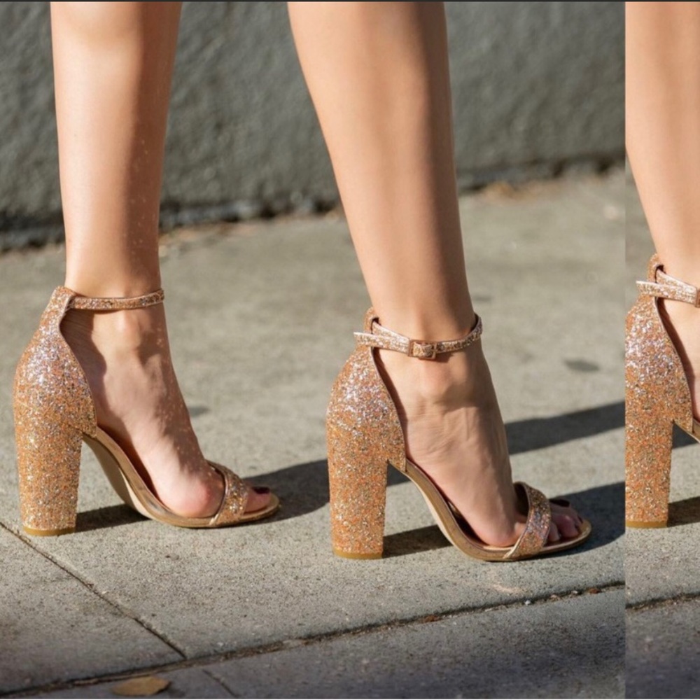 Shoe Dazzle Neri Rose Gold Glitter Heels